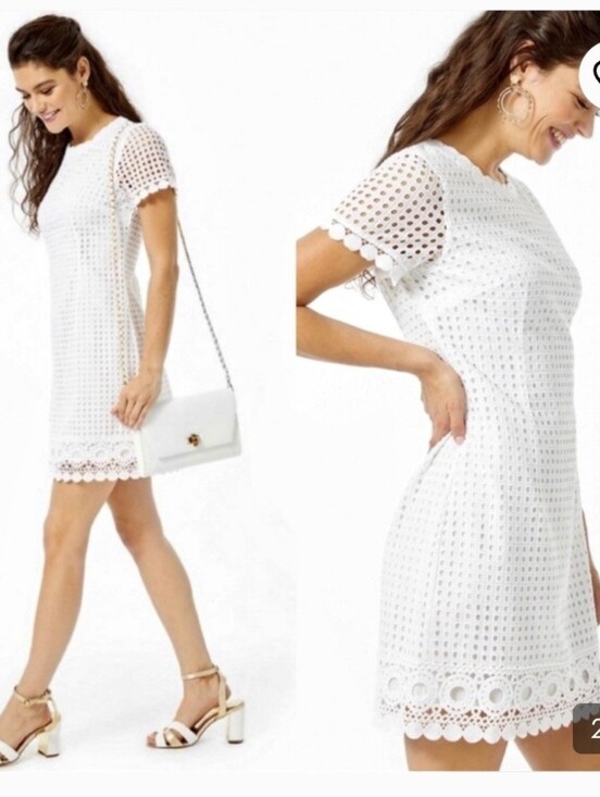 Lilly Pulitzer Dresses & Skirts - New With Tags Lilly Pulitzer Jennifer Shift White Eyelet Dress Size 6